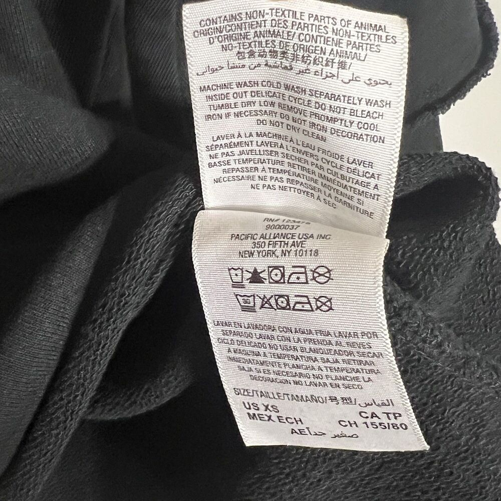 Juicy‎ Couture Women's Black Sweatshirt XS Ruffled Sleeves Grunge Comfy - Picture 6 of 6